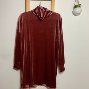 Urban Outfitters Mauve Velvet Long sleeve Turtleneck Dress